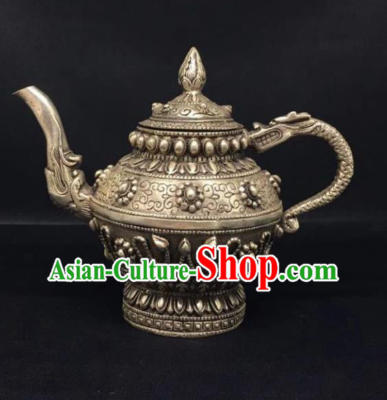 Handmade Chinese Cupronickel Teapot Traditional Brass Accessories Carving Eight Treasures Kettle Ornaments