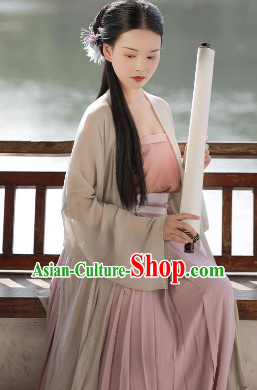 China Ancient Country Woman Hanfu Costumes Traditional Song Dynasty Young Lady Historical Clothing Full Set