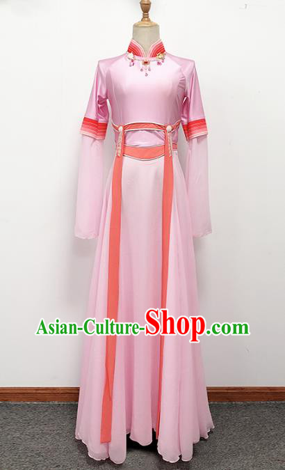 Traditional China Fan Dance Stage Show Costume Classical Dance Pink Dress