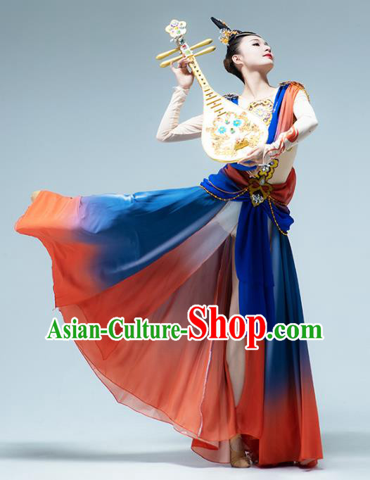 Traditional China Classical Dance Outfits Flying Apsaras Group Dance Stage Show Costume