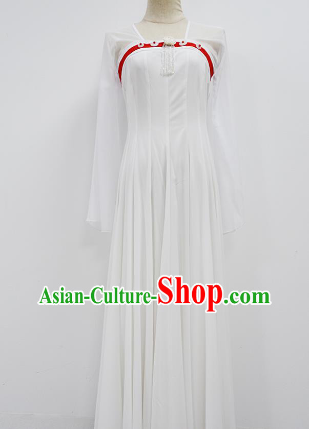 Traditional China Classical Dance White Dress Tang Dynasty Dance Stage Show Costume