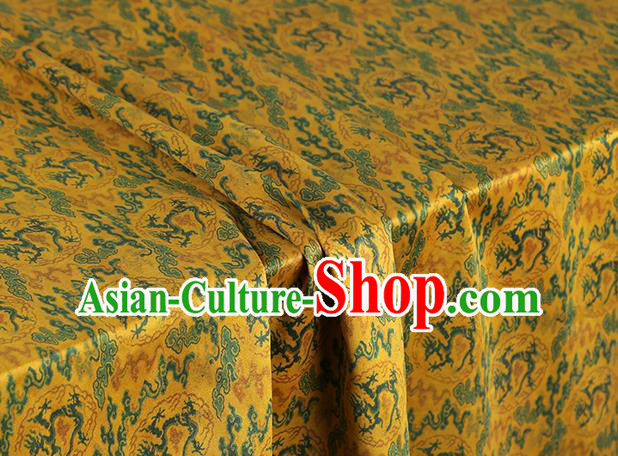 Chinese Royal Dragon Pattern Yellow Song Brocade Gambiered Guangdong Gauze Traditional Cheongsam Silk Fabric