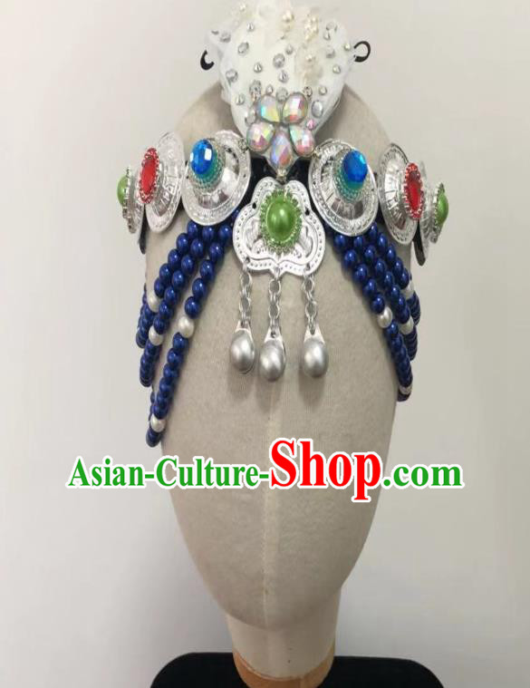 China Traditional Mongolian Ethnic Stage Performance Headwear Mongol Nationality Folk Dance Hair Accessories