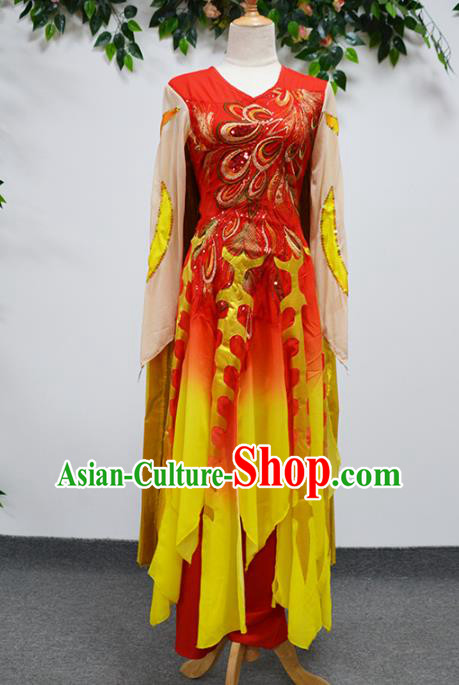 China Opening Dance Stage Performance Outfits Traditional Folk Dance Costume Drum Dance Clothing