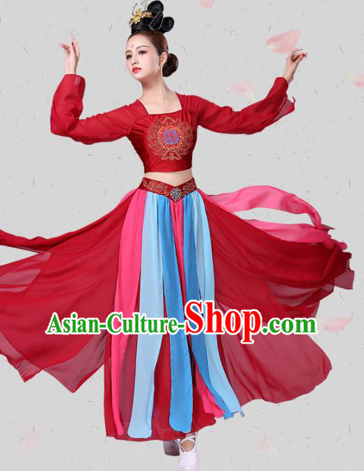 China Traditional Stage Performance Costume Classical Dance Red Blouse and Skirt Outfits