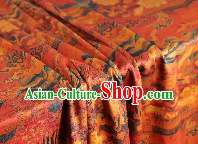 Chinese Traditional Cheongsam Silk Fabric Classical Flowers Pattern Gambiered Guangdong Gauze Red Brocade Cloth Drapery
