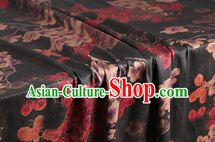 Chinese Cheongsam Black Gambiered Guangdong Gauze Classical Pattern Silk Drapery Traditional Brocade Fabric