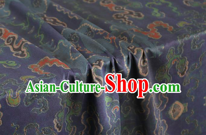 Chinese Classical Dragon Pattern Silk Fabric Traditional Jacquard Brocade Drapery Cheongsam Navy Gambiered Guangdong Gauze