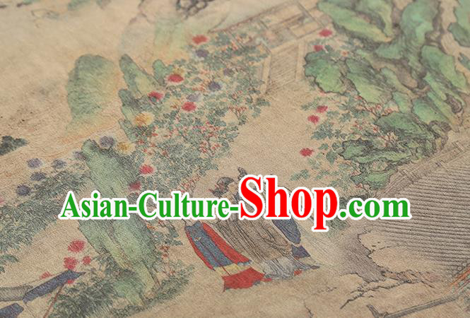 Chinese Classical Dream of the Red Chamber Pattern Gambiered Guangdong Gauze Traditional Cheongsam Brocade Fabric Silk Drapery