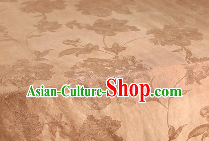 Chinese Jacquard Peony Ginger Silk Drapery Classical Gambiered Guangdong Gauze Traditional Cheongsam Brocade Fabric