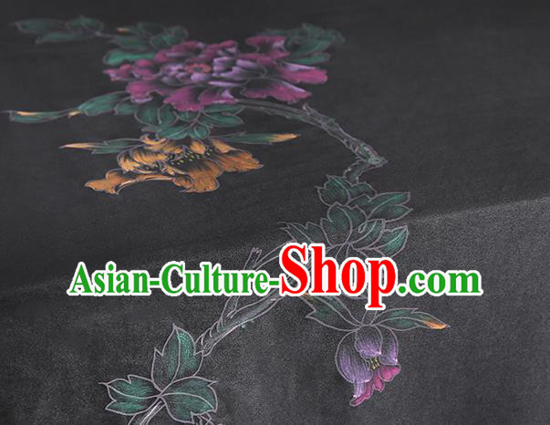 China Traditional Hand Painting Flower Silk Fabric Classical Gambiered Guangdong Gauze Cheongsam Drapery