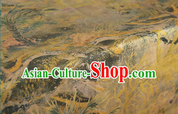Chinese Yellow Gambiered Guangdong Gauze Traditional Qipao Dress Brocade Cloth Classical Silk Fabric