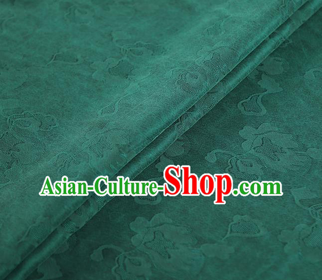 Chinese Classical Flowers Pattern Green Silk Fabric Traditional Gambiered Guangdong Gauze Qipao Dress Jacquard Cloth