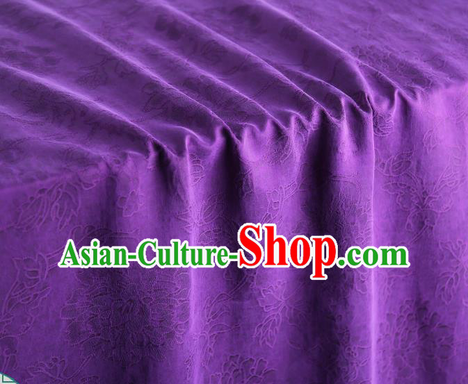 Chinese Traditional Jacquard Cloth Qipao Dress Gambiered Guangdong Gauze Classical Peony Pattern Purple Silk Fabric
