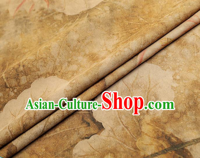 Chinese Classical Lotus Pattern Silk Fabric Traditional Brocade Cloth Qipao Dress Ginger Gambiered Guangdong Gauze
