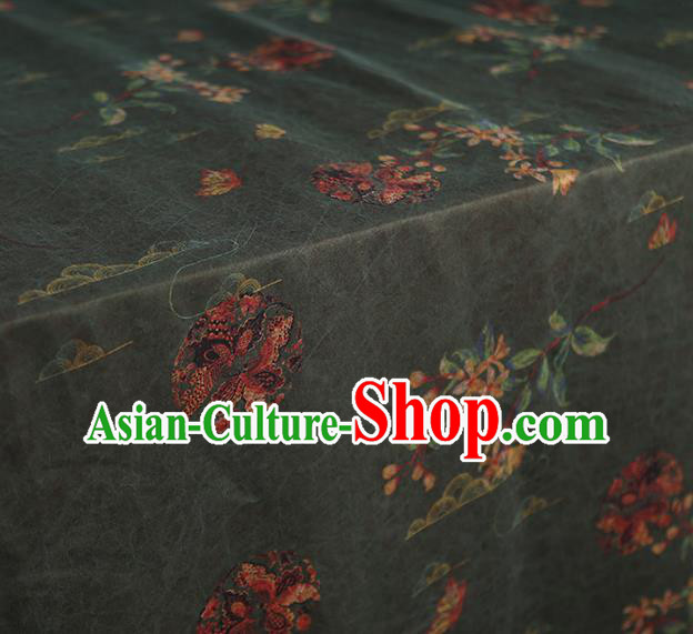 Chinese Traditional Atrovirens Cloth Qipao Dress Gambiered Guangdong Gauze Classical Butterfly Pattern Silk Fabric