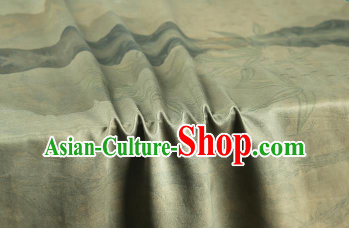 Chinese Bamboo Leaf Pattern Brocade Drapery Traditional Qipao Dress Light Green Silk Fabric