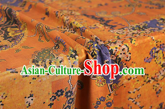Chinese Classical Cheongsam Orange Silk Fabric Traditional Qipao Dress Gambiered Guangdong Gauze Material