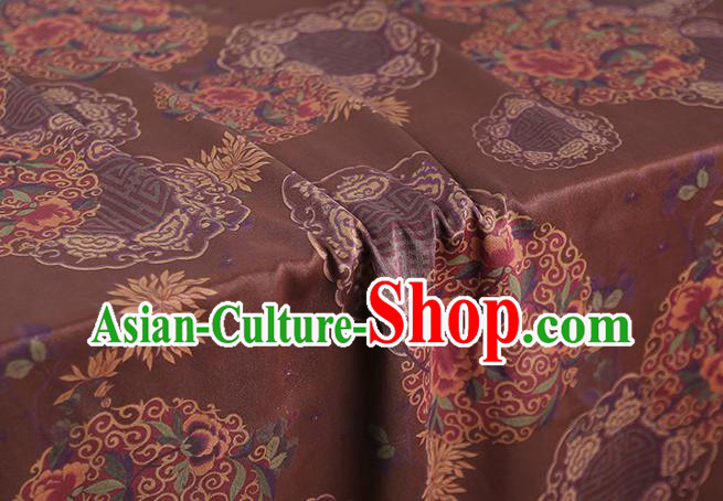Chinese Traditional Qipao Dress Rust Red Brocade Material Classical Cheongsam Silk Fabric Gambiered Guangdong Gauze