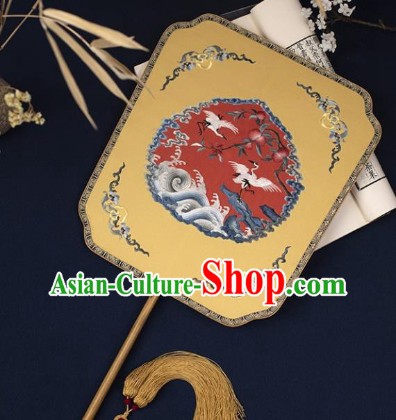 China Traditional Ming Dynasty Empress Silk Fan Embroidered Palace Fan Handmade Hanfu Fan