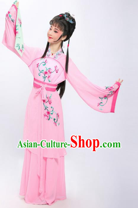 China Traditional Yue Opera Palace Lady Garment Costumes Shaoxing Opera Xiaodan Embroidered Pink Dress Clothing