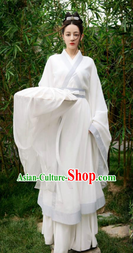 Chinese Tang Dynasty Royal Infanta Garment Costumes Traditional White Hanfu Dress Drama The Long Ballad Ancient Swordswoman Li Changge Clothing and Hat