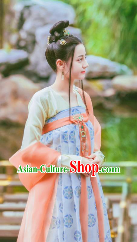 Chinese Tang Dynasty Princess Garment Costumes Traditional Hanfu Ruqun Dress Drama The Long Ballad Li Chang Ge Clothing and Headpieces