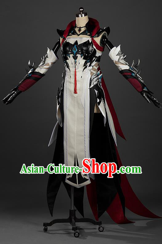 China Cosplay Swordswoman Dress Ancient Female Knight Garment Costumes Game Jian Xia Qing Yuan Ling Xuege Clothing