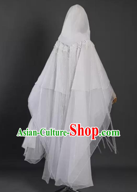 China Classical Cloak Clothing Cosplay Goddess White Chiffon Hanfu Mantle Ancient Princess Garment Costume