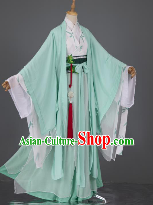 China Ancient Swordsman Light Green Clothing Cosplay Childe Shen Qingqiu Garment Costumes Traditional Hanfu Apparels
