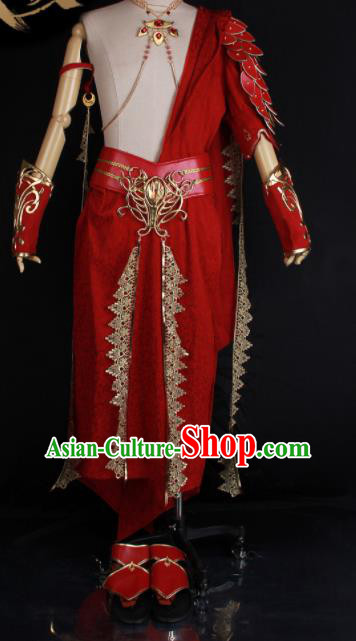 Chinese Cosplay Young Hero Garment Costumes Cartoon Tian Bao Fu Yao Lu Chong Ming Clothing Ancient Swordsman Red Attires