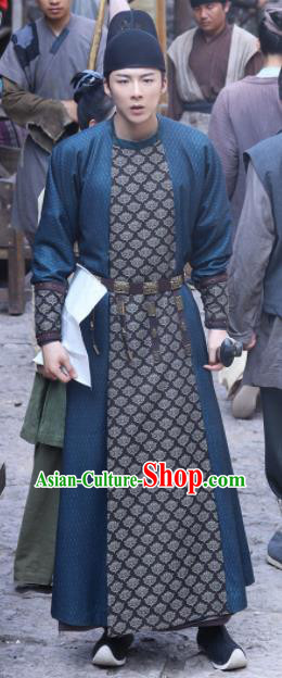 Chinese Drama The Long Ballad Hao Du Clothing Ancient Imperial Bodyguard Garment Costumes Traditional Swordsman Apparels and Hat
