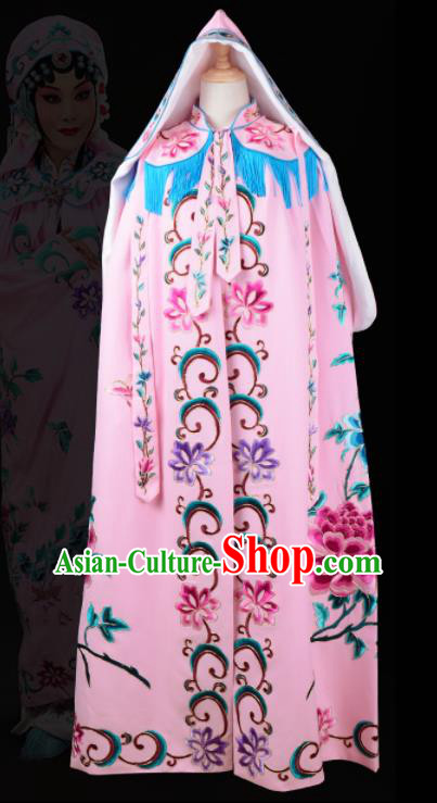 China Beijing Opera Hua Tan Costume Peking Opera Actress Embroidered Mantle Garment Traditional Opera Pink Cape Clothing