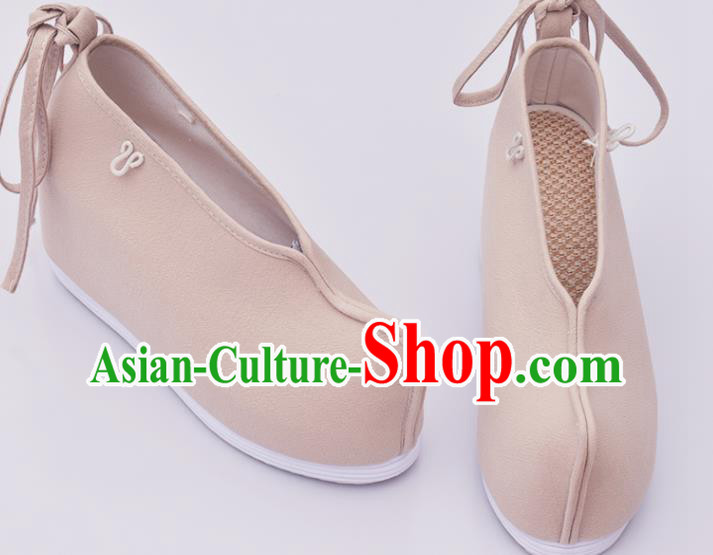 China Ancient Swordswoman Khaki Cloth Shoes Traditional Hanfu Shoes National Female Shoes