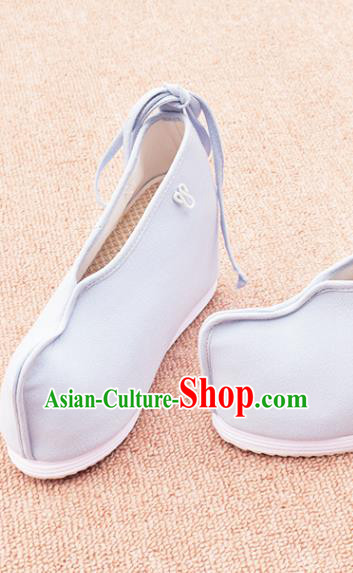 China National Women Shoes Traditional Hanfu Cloth Shoes Ancient Princess Light Blue Shoes