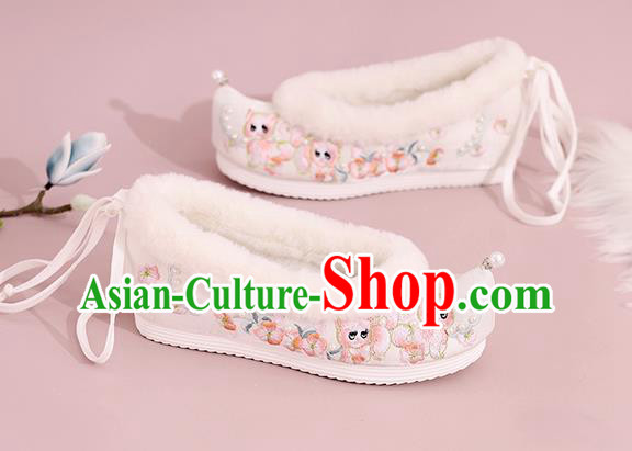 China Winter Embroidered Shoes Ming Dynasty Princess Shoes National Cloth Shoes Traditional Hanfu Shoes