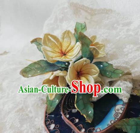 Chinese Traditional Hanfu Hair Accessories Ancient Princess Yellow Silk Frangipane Hair Stick Song Dynasty Hairpin