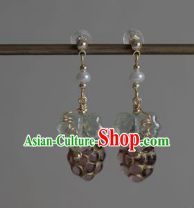 Chinese Ancient Song Dynasty Princess Ear Jewelry Traditional Hanfu Grape Earrings Accessories
