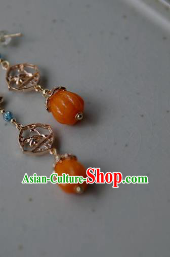 Chinese Ancient Ming Dynasty Princess Ear Jewelry Traditional Hanfu Ceregat Earrings Accessories