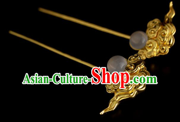 Chinese Golden Cloud Hairpins Traditional Ming Dynasty Hair Sticks Ancient Hanfu Hair Accessories