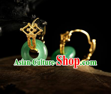Chinese Traditional Ming Dynasty Noble Woman Earrings Accessories Ancient Empress Aventurine Ear Jewelry