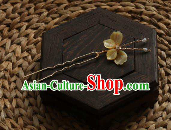 Chinese Handmade Shell Butterfly Hairpin Traditional Hanfu Hair Accessories Ancient Princess Hair Clip