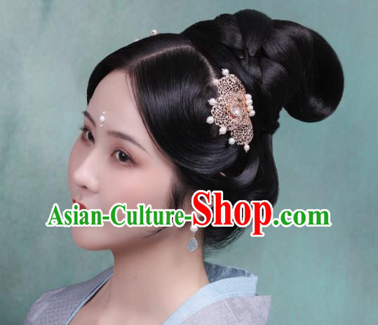 Chinese Handmade Song Dynasty Empress Hairpin Traditional Hanfu Hair Accessories Ancient Princess Golden Hair Comb