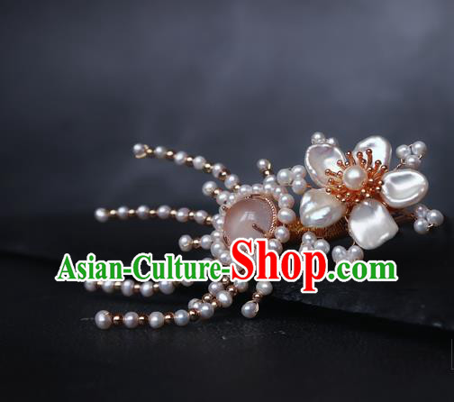 Chinese Handmade Shell Plum Hair Stick Traditional Ming Dynasty Princess Hair Claw