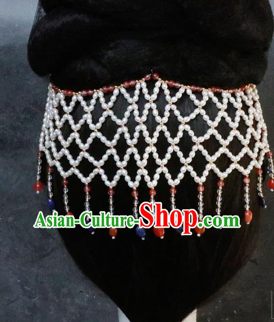 Chinese Handmade Tassel Hair Accessories Traditional Song Dynasty Empress Pearls Headband