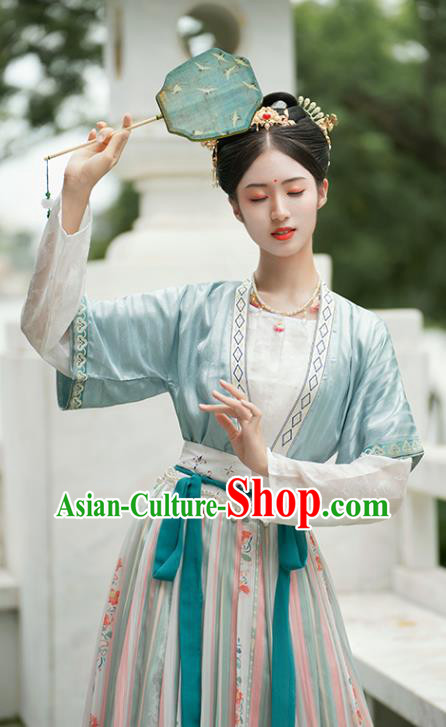 China Traditional Tang Dynasty Palace Lady Historical Costumes Ancient Court Maid Hanfu Dress Garment