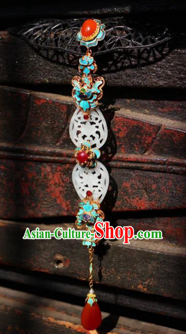 China Handmade Agate Brooch Jewelry Traditional Qing Dynasty Court Jade Pendant Accessories