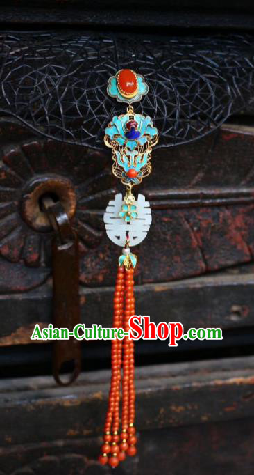China Handmade Wedding Brooch Jewelry Traditional Qing Dynasty Court Jade Pendant Accessories