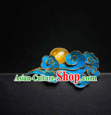 China Traditional Cheongsam Topaz Breastpin Jewelry Handmade Blueing Cloud Brooch Accessories