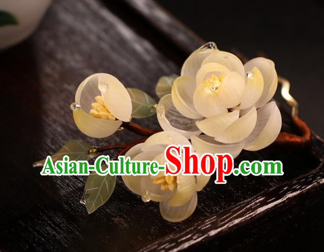 China Classical Yellow Flowers Hairpin Traditional Hanfu Hair Stick Hair Accessories
